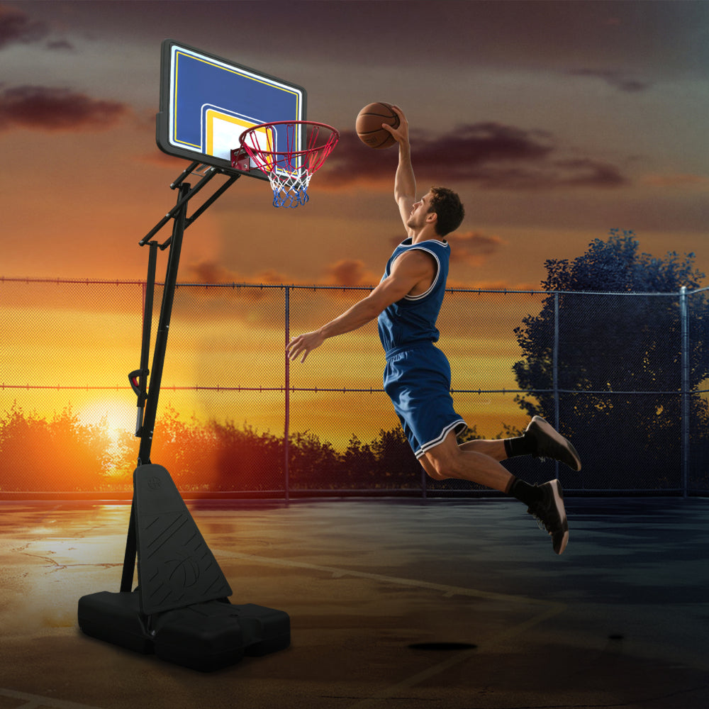 Portable Basketball Hoop for Youth Adults & Professional Match,Adjustable Height 8.04 ft to 10.01 ft,39 inch Backboard with Rebound System, Indoor/Outdoor Basketball Goal with Rebound Board and Wheels