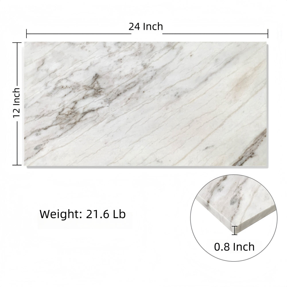 12*24 White marble, natural marble, for wall and floor, polished marble tile, natural stone, genuine marble, real marble, 1 box 4 pcs