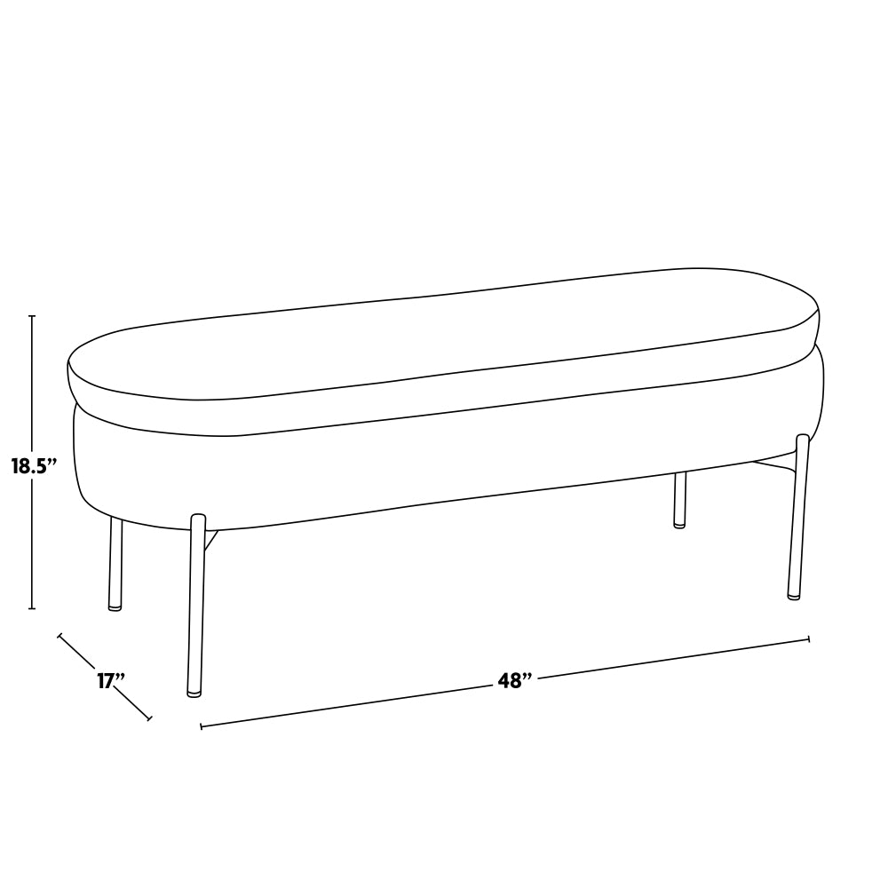 Chloe Contemporary/Glam Storage Bench in Chrome Metal and Grey Faux Leather by LumiSource