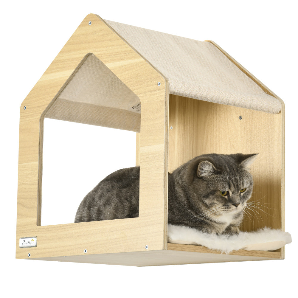 PawHut Unique Cat Tree Made From Cat Shelves with 10 Levels for More Height, Wall-Mounted Cat Tree Climbing Playground with Cat Hammocks, Modern Cat Tree