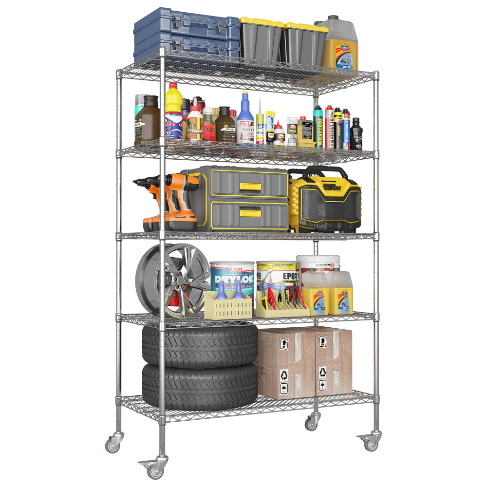 63"H  5 Tier Metal Shelves for Storage Garage Shelving 2000LBS Heavy Duty Storage Shelves Adjustable Garage Shelf Industrial Shelving Unit Storage Utility Rack,31.5"W*15.7"D*63"H,Black