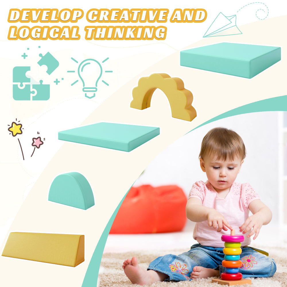 10PCS Kids Couch for Playroom, Baby Climbing and Crawl Foam Play Set, Foam Climbing Blocks Convertible Sofa ,Kids Play Couch, Indoor Climbing Structure for Toddlers, Infant, Kids, Pre-school
