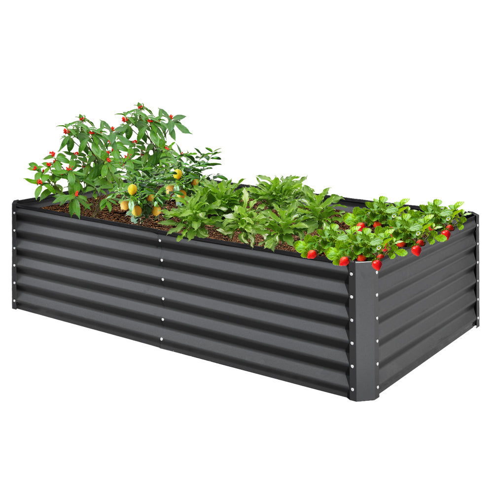 8x4x1 ft Galvanized Raised Garden Bed, Outdoor Planter Garden Boxes Large Metal Planter Box for Gardening Vegetables Fruits Flowers, Gray