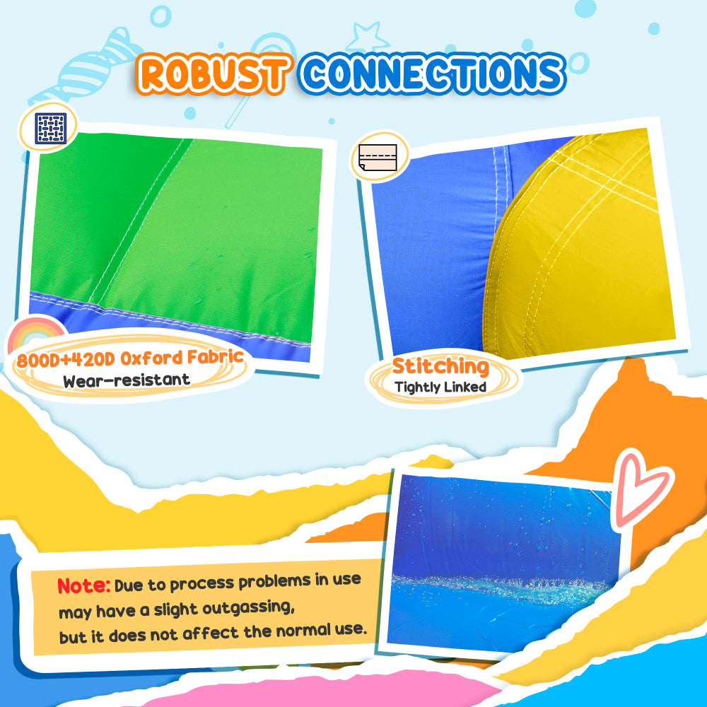 Outsunny 6-in-1 Inflatable Bounce House with Slide, Climbing Wall, Water Cannon, and More, Inflatable Water Slide for Kids with 2 Min. Inflation with Inflator