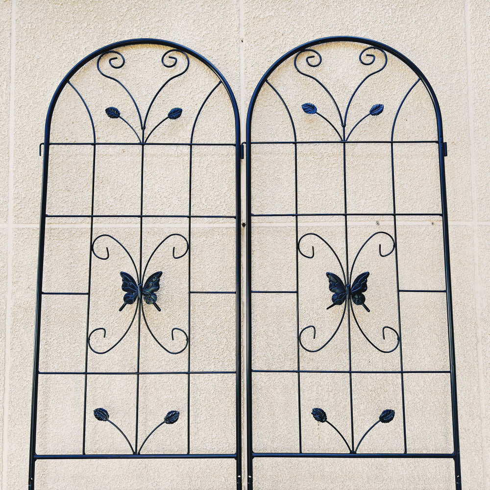 2 Pack Metal Garden Trellis 86.7" x 19.7" Rustproof Trellis for Climbing Plants Outdoor Flower Support Black