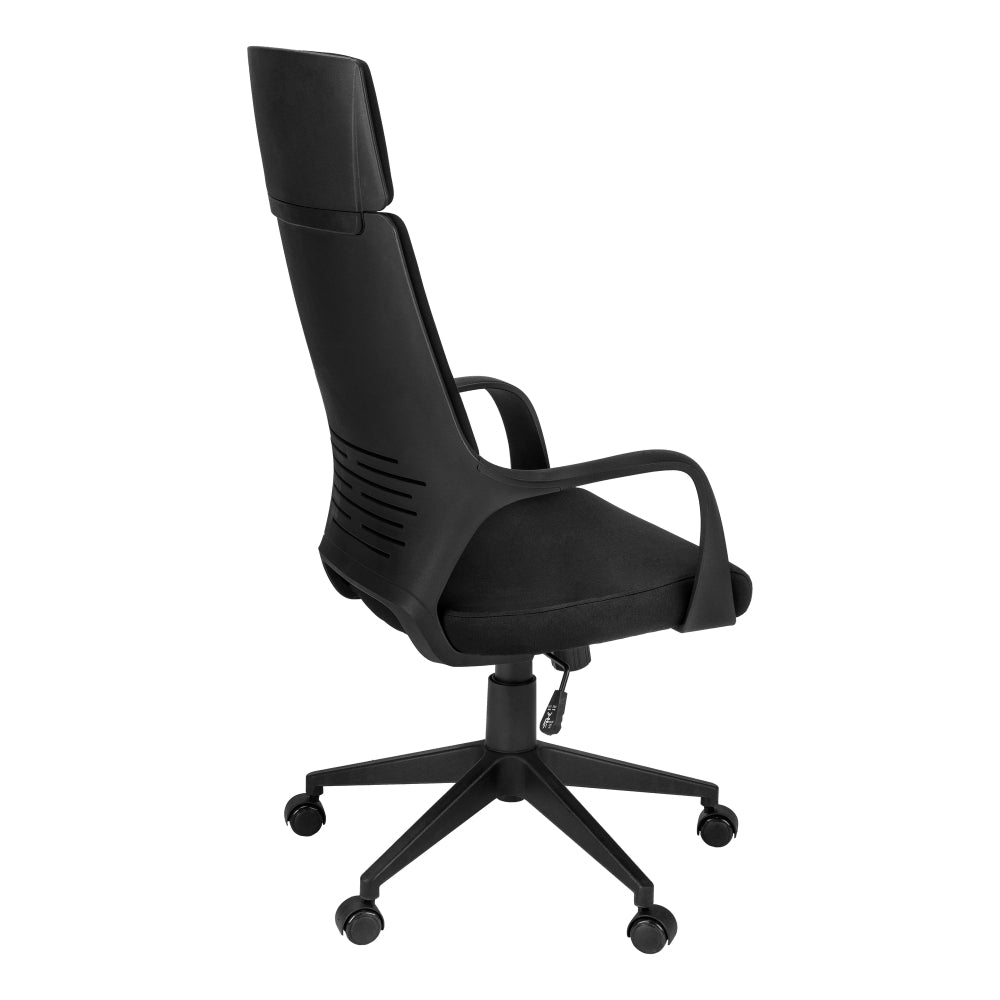 Office Chair, Adjustable Height, Swivel, Ergonomic, Armrests, Computer Desk, Work, Black Fabric, Black Metal, Contemporary, Modern