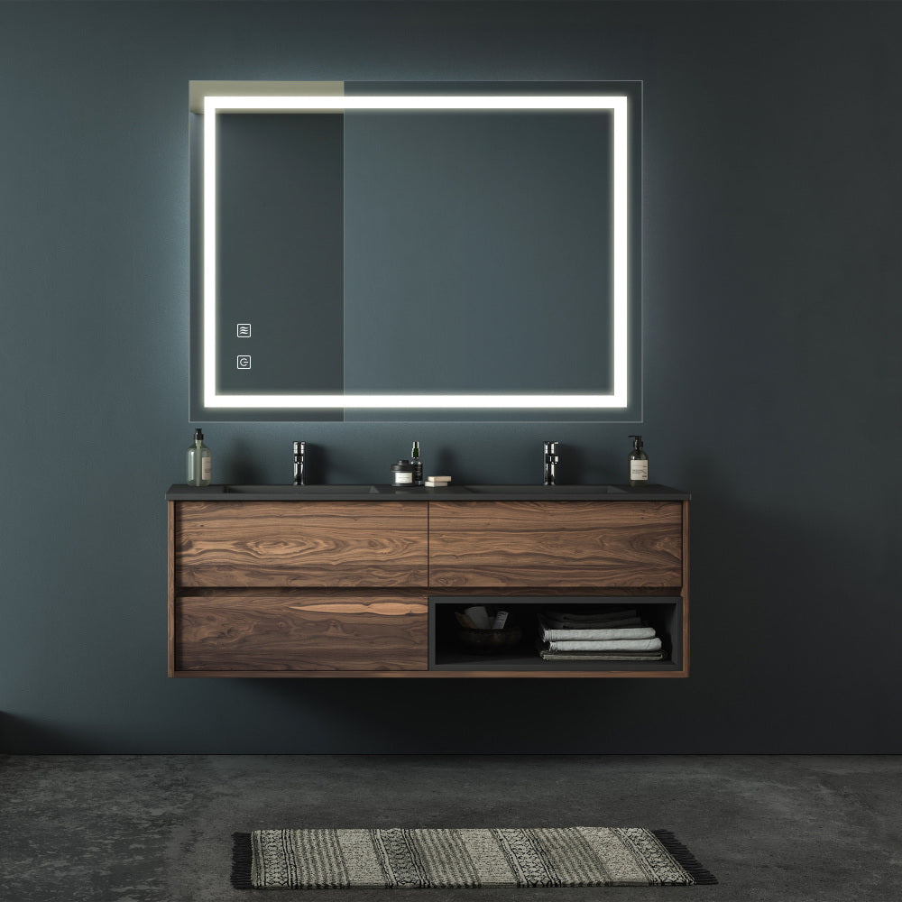 32x24inch Bathroom Led Classy Vanity Mirror with focused backplane,High Lumen,Dimmable Touch,Wall Switch Control, Anti-Fog ,CRI 95 Adjustable 3000K-4500K-6000K ,IP54 Waterproof  Vertical & Horizontal