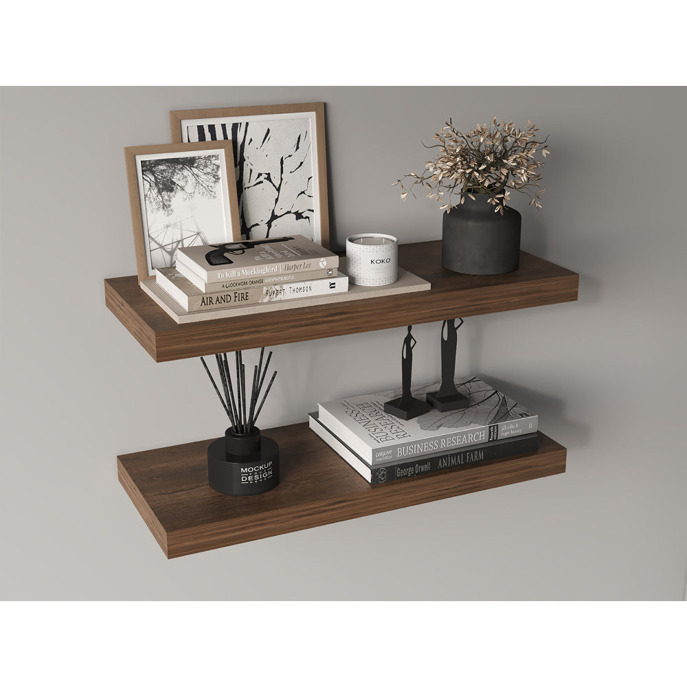 Ecco 31.5" Wide  Floating Shelves Set of 2, Shelves for Wall Decor for Bedroom, Bathroom Storage Shelves, Book Shelves for Living Room