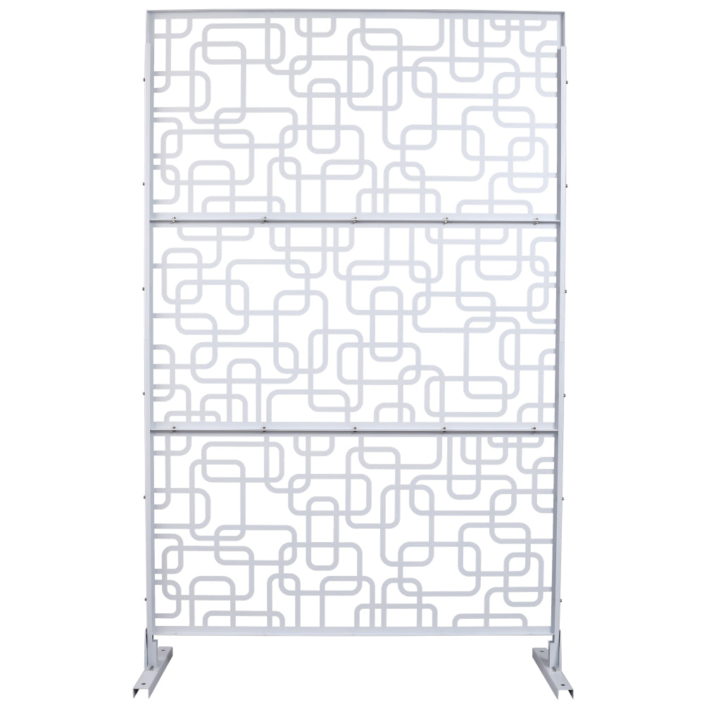 Outdoor & Indoor Privacy Screen Metal Privacy Screen 76" H×48" W, Freestanding Decorative Privacy Screen for Deck Balcony Patio, Privacy Fence Panels for Outside Lawn Garden PS114 WHITE