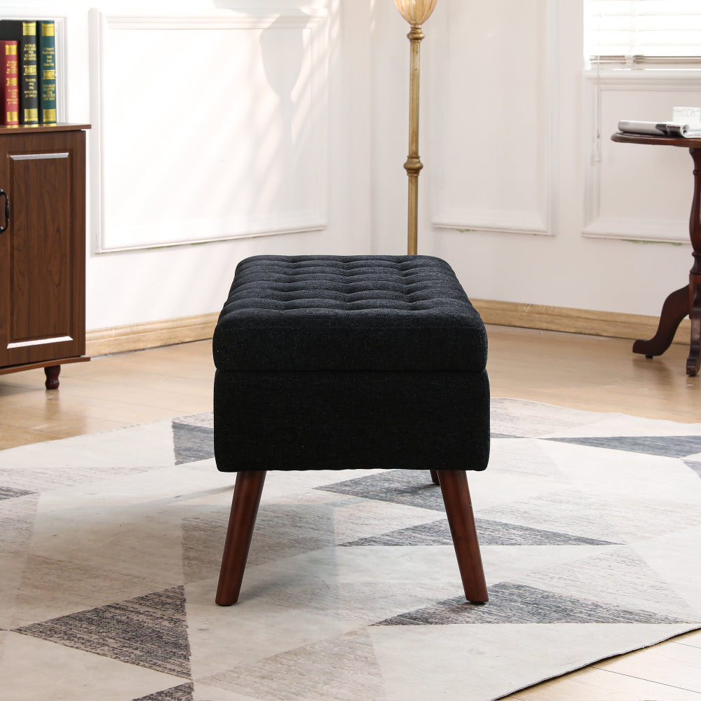 Storage Bench with Storage Bench for Bedroom End of Bed Bench Foot of Bed Bench Entryway Bench Storage Ottoman Bench 43.7" W x 18.1" D Black Linen Bench