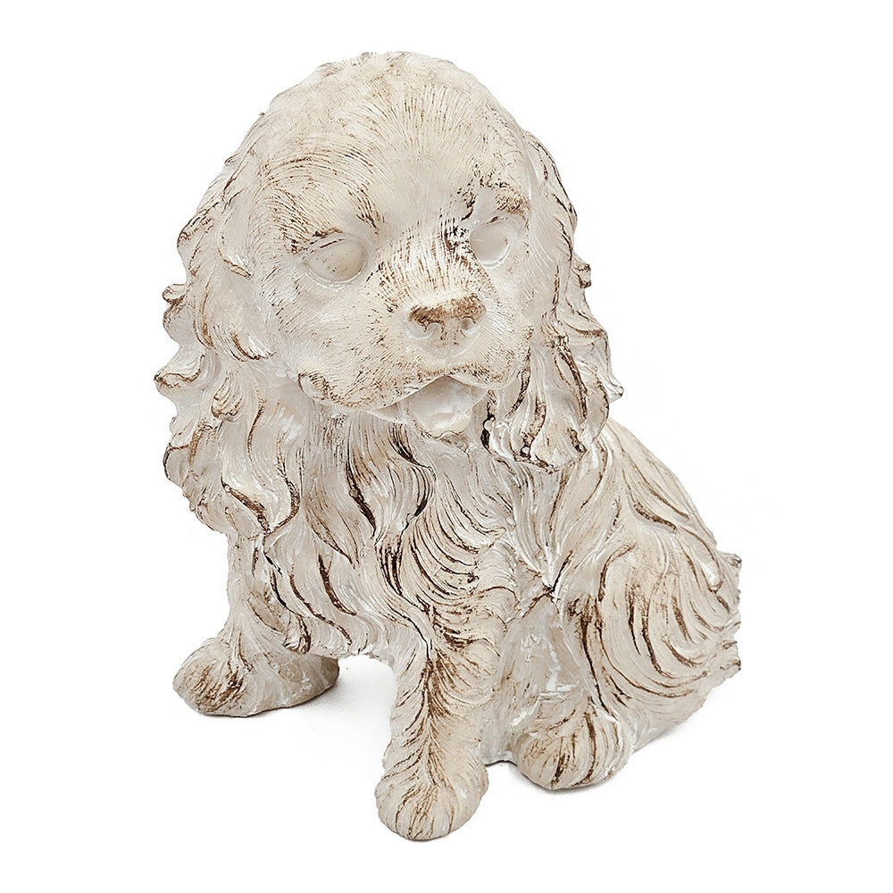7.5x5.5x8.7" Sitting Cocker Spaniel Figurine with Natural Beige Finish