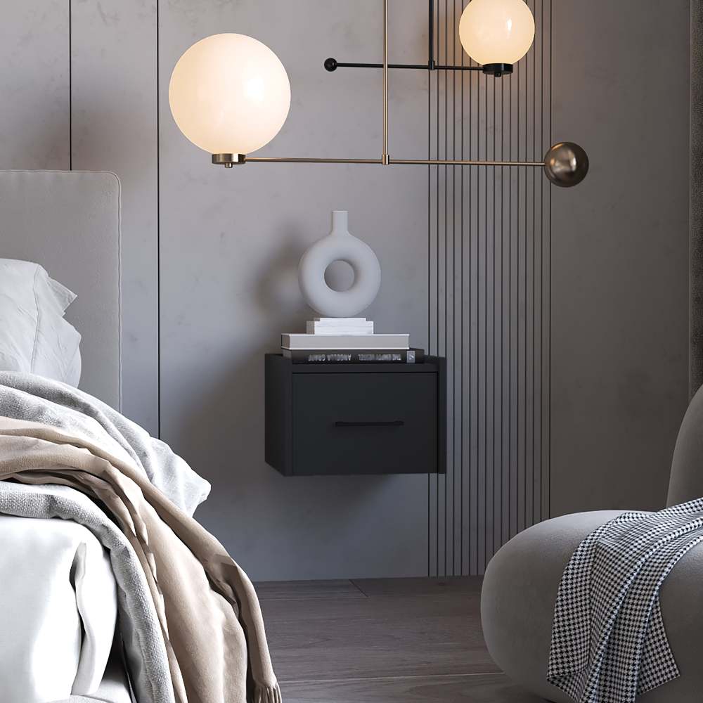 Black Wall-Mounted Floating Nightstand