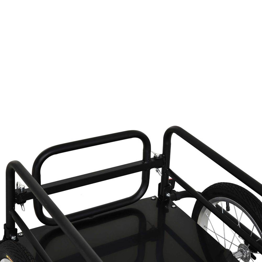 Aosom Bike Cargo Trailer for Hefty Loads, Foldable Compact Storage, Universal Hitch, Bike Wagon Bike Trailer Bicycle Cargo Trailer Bike Attachment with 16" Wheels, Heavy-Duty, Black