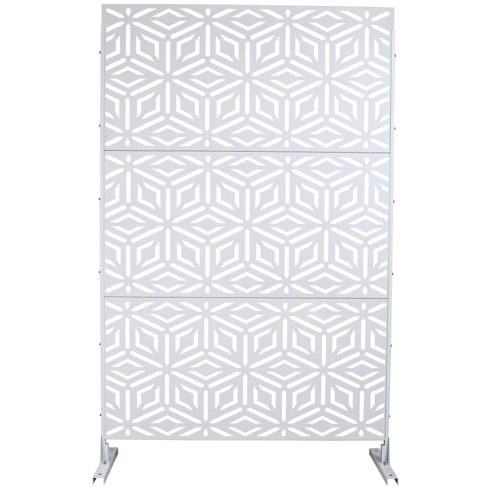 Outdoor & Indoor Privacy Screen Metal Privacy Screen 76" H×48" W, Freestanding Decorative Privacy Screen for Deck Balcony Patio, Privacy Fence Panels for Outside Lawn Garden PS115 WHITE
