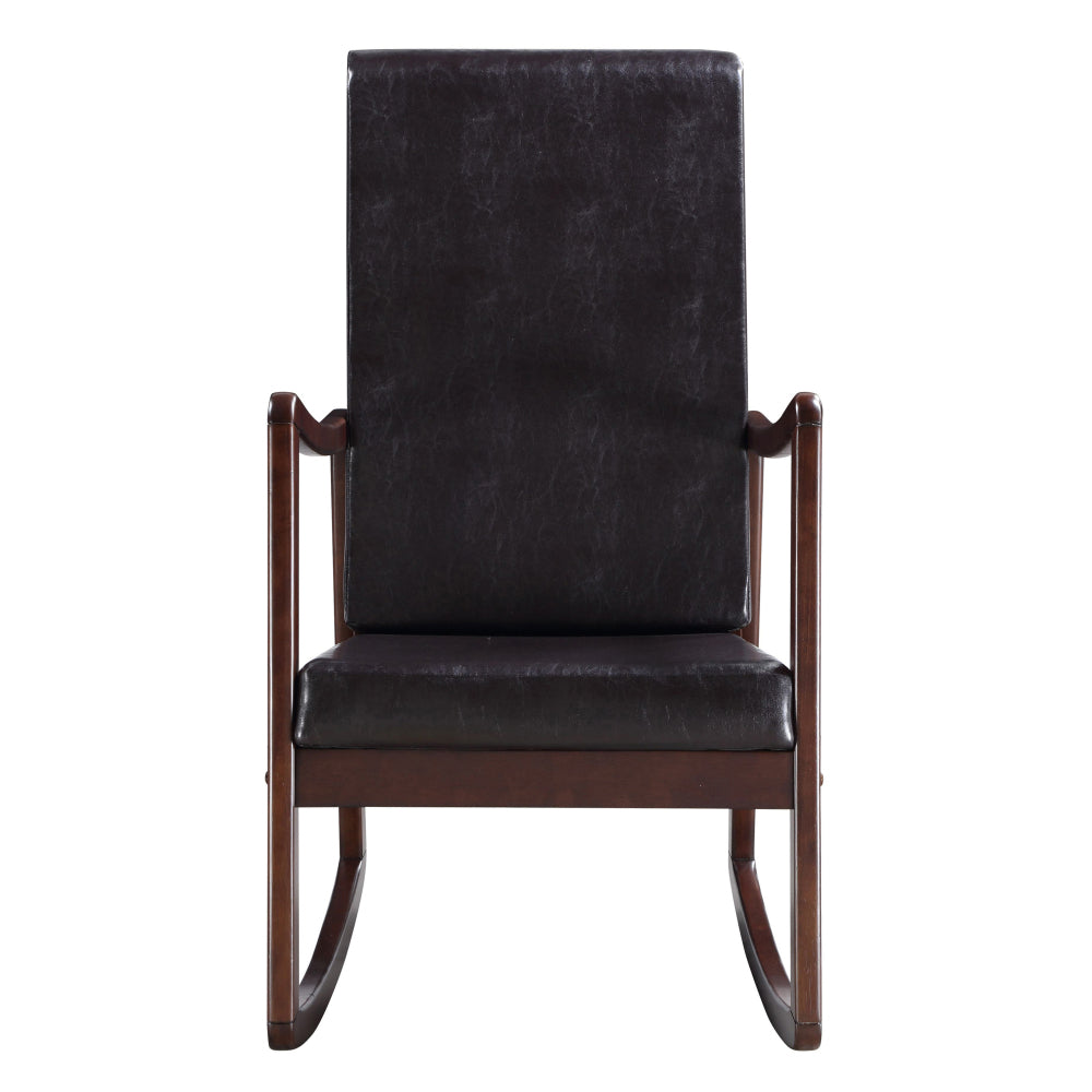 Dark Brown and Espresso Rocking Chair with Armrest