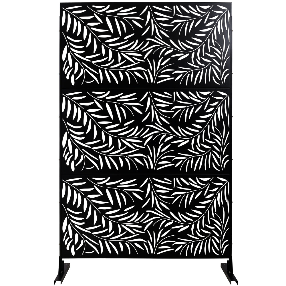 Outdoor & Indoor Privacy Screen Metal Privacy Screen 76" H×48" W, Freestanding Decorative Privacy Screen for Deck Balcony Patio, Privacy Fence Panels for Outside Lawn Garden PS119 BLACK