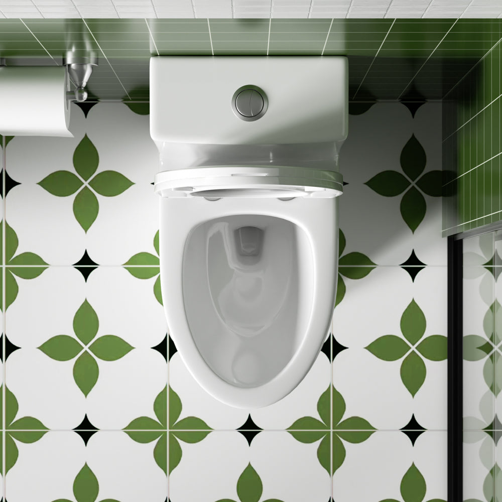 1.1/1.6 GPF Tornado Flush One-Piece Toilets for bathrooms,Button on the Tank top,Water-Saving Elongated Comfort Height Floor Mounted, Soft Closing Seat,Powerful Dual Flush MAP 1000g,Gloss White GW-003