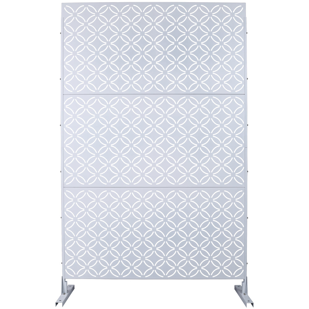 Outdoor & Indoor Privacy Screen Metal Privacy Screen 76" H×48" W, Freestanding Decorative Privacy Screen for Deck Balcony Patio, Privacy Fence Panels for Outside Lawn Garden PS107 WHITE