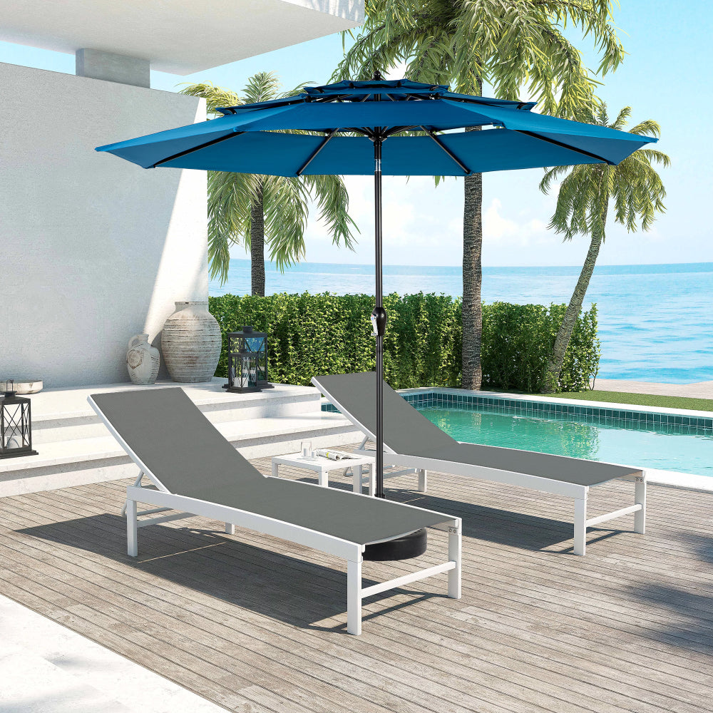 9FT Outdoor Patio Umbrella Outdoor Table Umbrella with Push Button Tilt and Crank, Market Umbrella 6 Sturdy Ribs , Deck, Backyard, Pool (Base Not Included)  -  ( Blue )