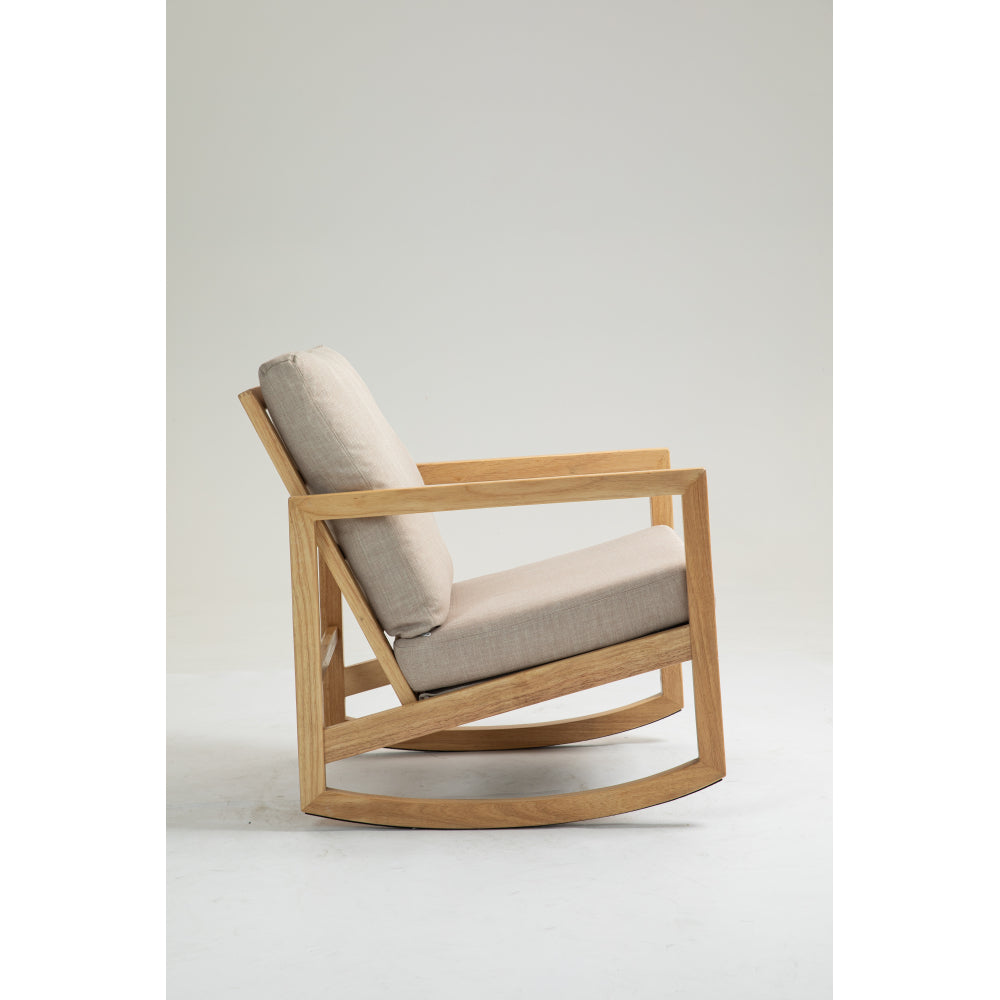 Upholstered  Accent Glider Chair,Rubberwood Frame in Natural, Khaki
