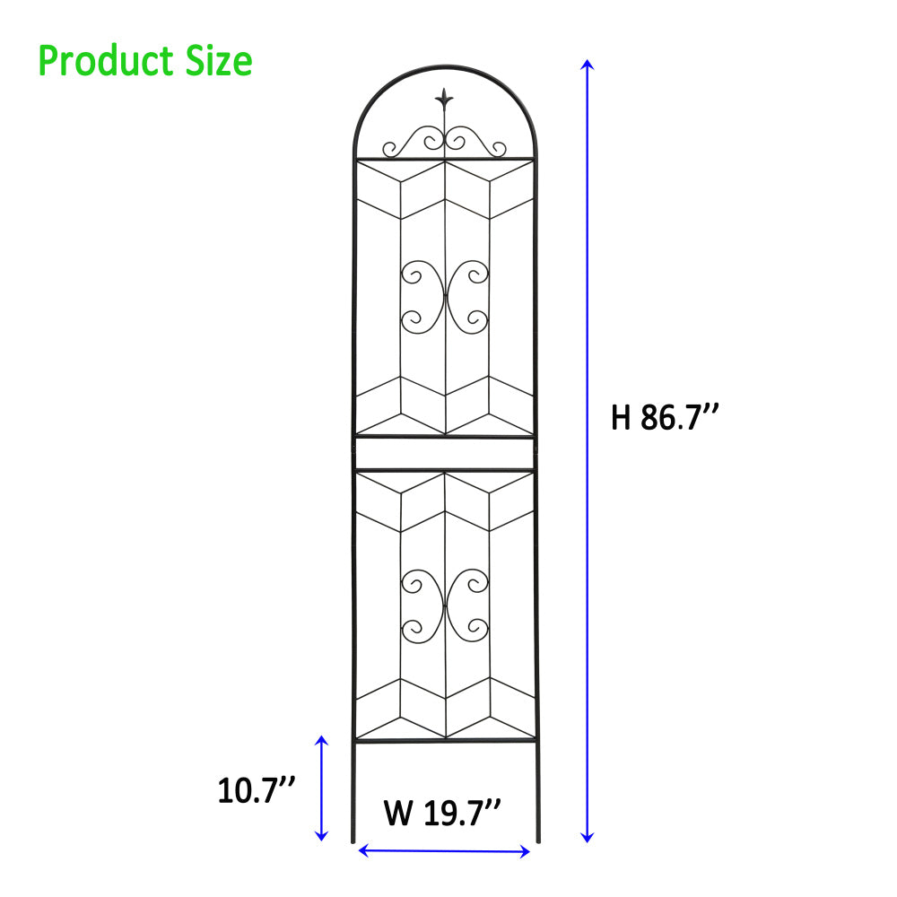 4 Pack Metal Garden Trellis 86.7" x 19.7" Rustproof Trellis for Climbing Plants Outdoor Flower Support Black