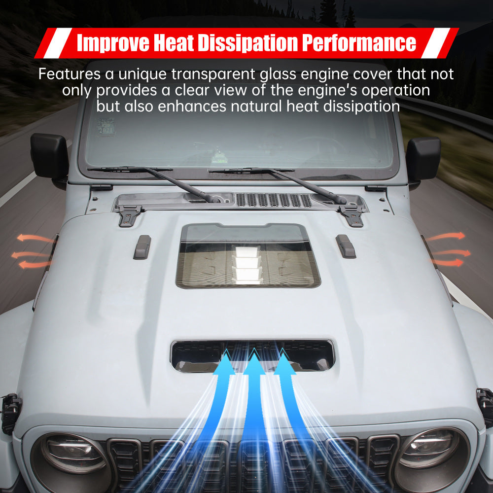 Space-Capsule Style Hood/Heat Dispersion Hood Compatible with 2018-2023 Jeep Wrangler JL JLU & 2020-2023 Gladiator JT Replacement Hood(Not for Mojave&392 Model)