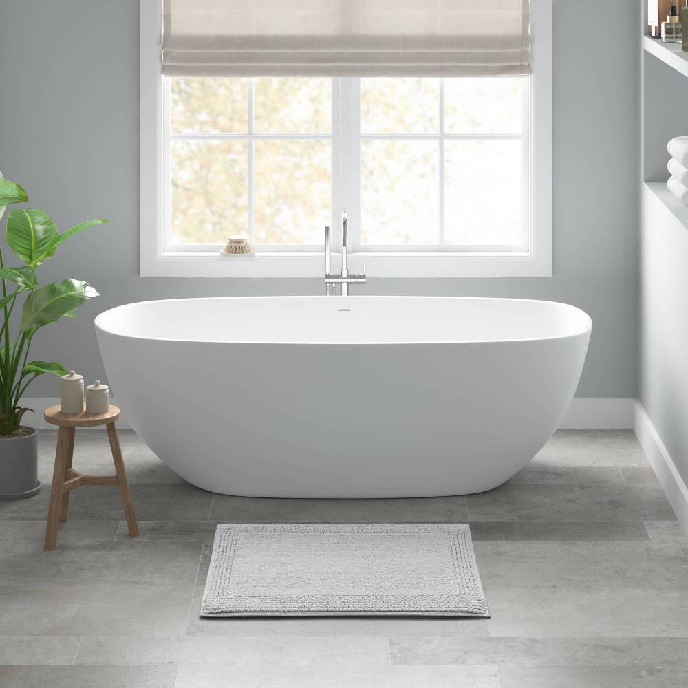 100% Cotton Tufted 3000 GSM Reversible Bath Rug Charcoal 21x34"