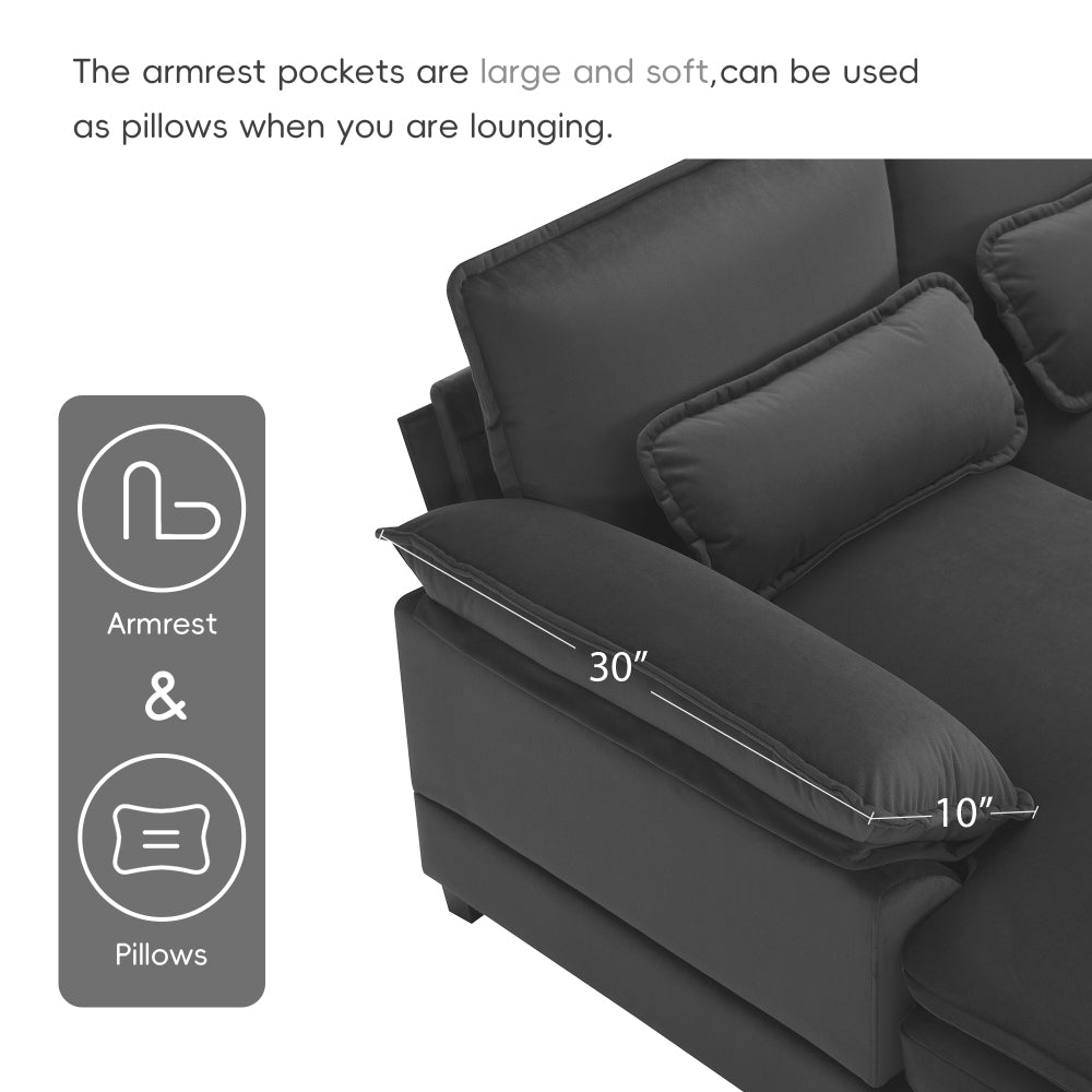 [VIDEO provided][New]109.8*55.9" Modern U-shaped Sectional Sofa with Waist Pillows,6-seat Upholstered Symmetrical Sofa Furniture,Sleeper Sofa Couch with Chaise Lounge for Living Room,Apartment,5 Color