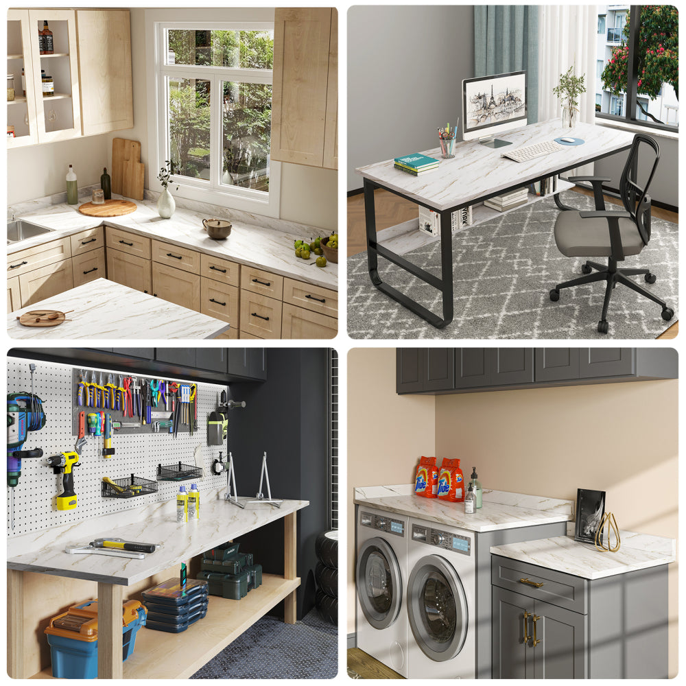 Laminate Countertop, Kitchen Countertop, Wood Plywood Sheets Table Top for DIY, Office Desk Top, Washer Dryer Counter Top, 96" L x 25.56" W x 0.75" D (Drama Marble)
