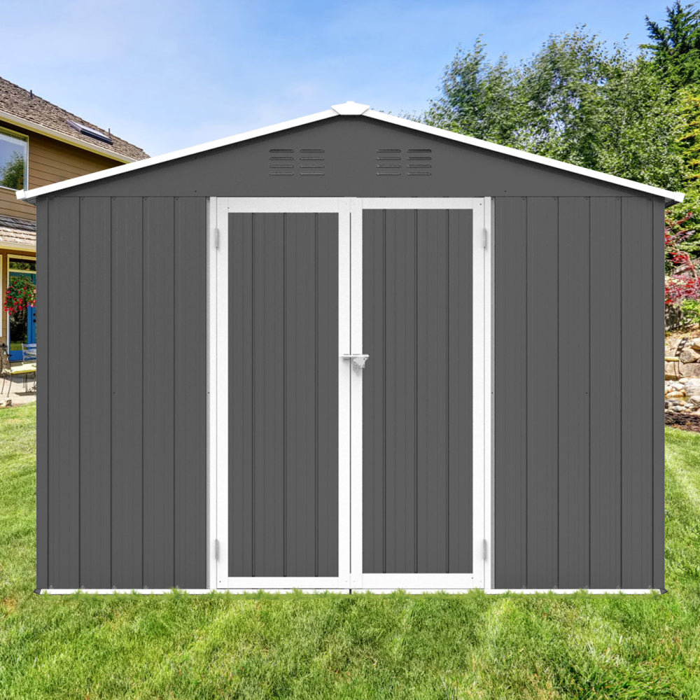 Metal garden sheds 8ft×6ft outdoor storage sheds Brown + Black