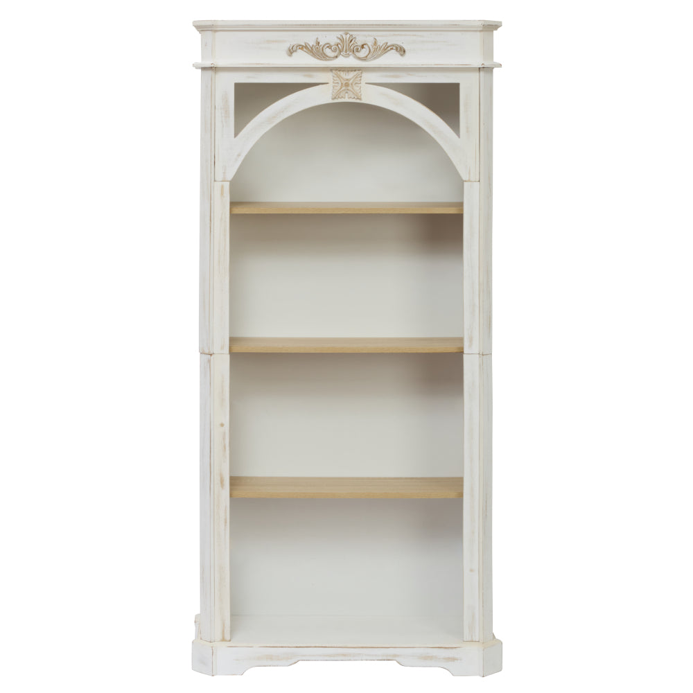 Antique 4 Tiers bookshelf,65 inch tall bookcase,tall floor standing bookcase for Home Office, Living Room, antique white