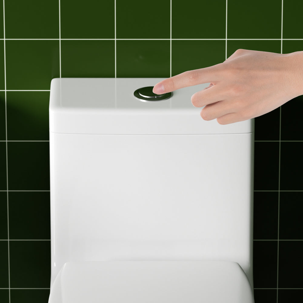 1.1/1.6 GPF Tornado Flush One-Piece Toilets for bathrooms,Button on the Tank top,Water-Saving Elongated Comfort Height Floor Mounted, Soft Closing Seat,Powerful Dual Flush MAP 1000g,Gloss White GW-003