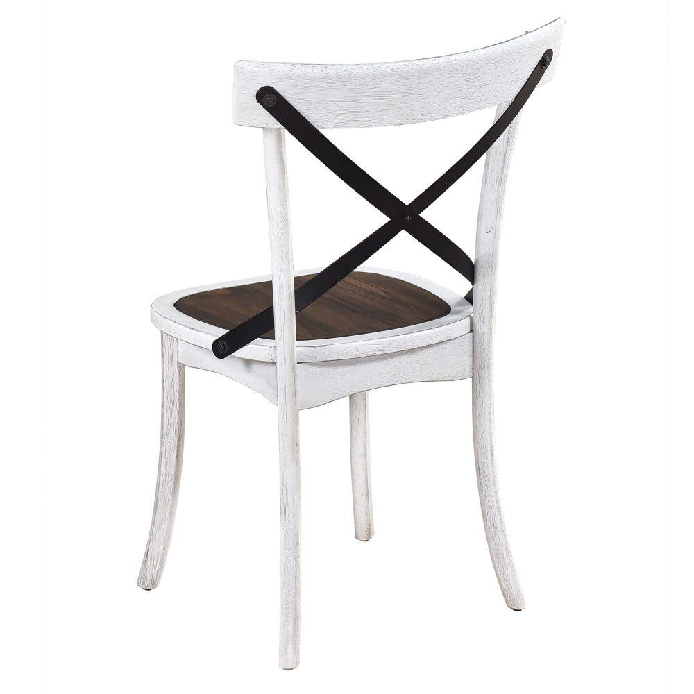 2 Pieces Set Dining Side Chair Rustic Modern Farmhouse Design Retro Design With Metal X Design