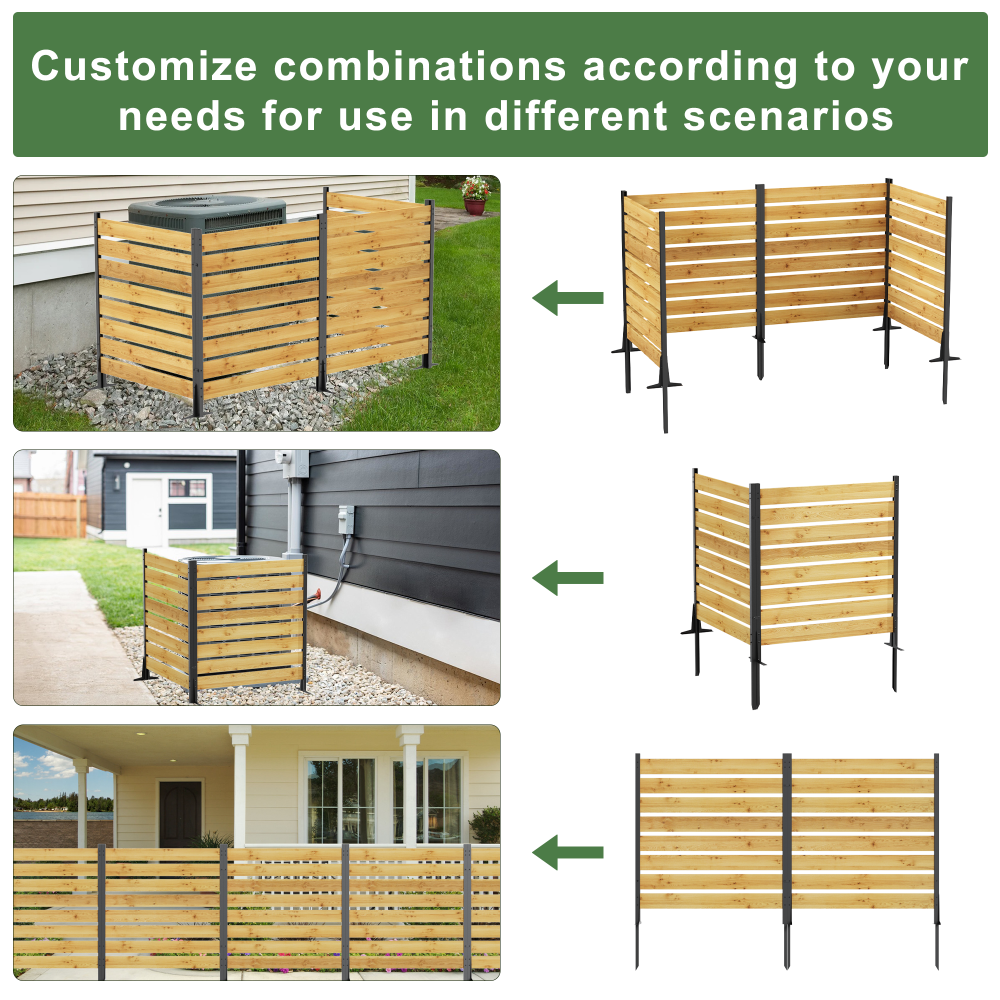 Goodyo 55"x38.5"W (2 Panels) Cedar Wood Privacy Screen, Outdoor Privacy Walls, Privacy Wood Fence for Pool Equipment Enclosure, Trash Can Enclosures, Air Conditioner Fence