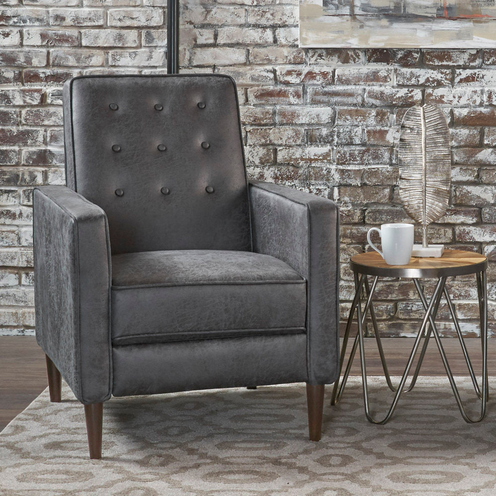 Fabric Recliner Chair Mid-Century Modern Recliner Pushback Single Recliner Sofa with Thicker Seat Cushion Tufted Upholstered Sofa with Wooden leg for Living Room Bedroom