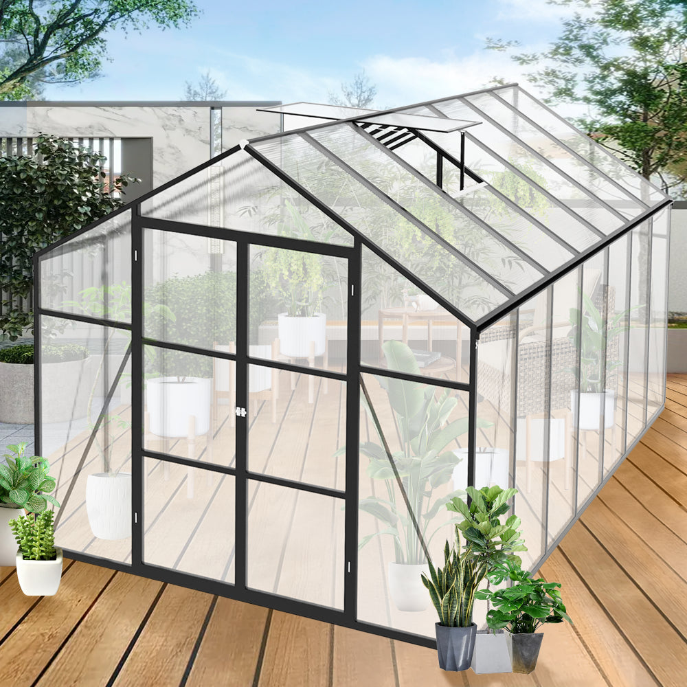 Newly marketed Gain height windproofaluminum greenhouse 8x14 FT Polycarbonate Greenhouse Raised Base and Anchor Aluminum Heavy Duty Walk-in Greenhouses for Outdoor Backyard in All Season