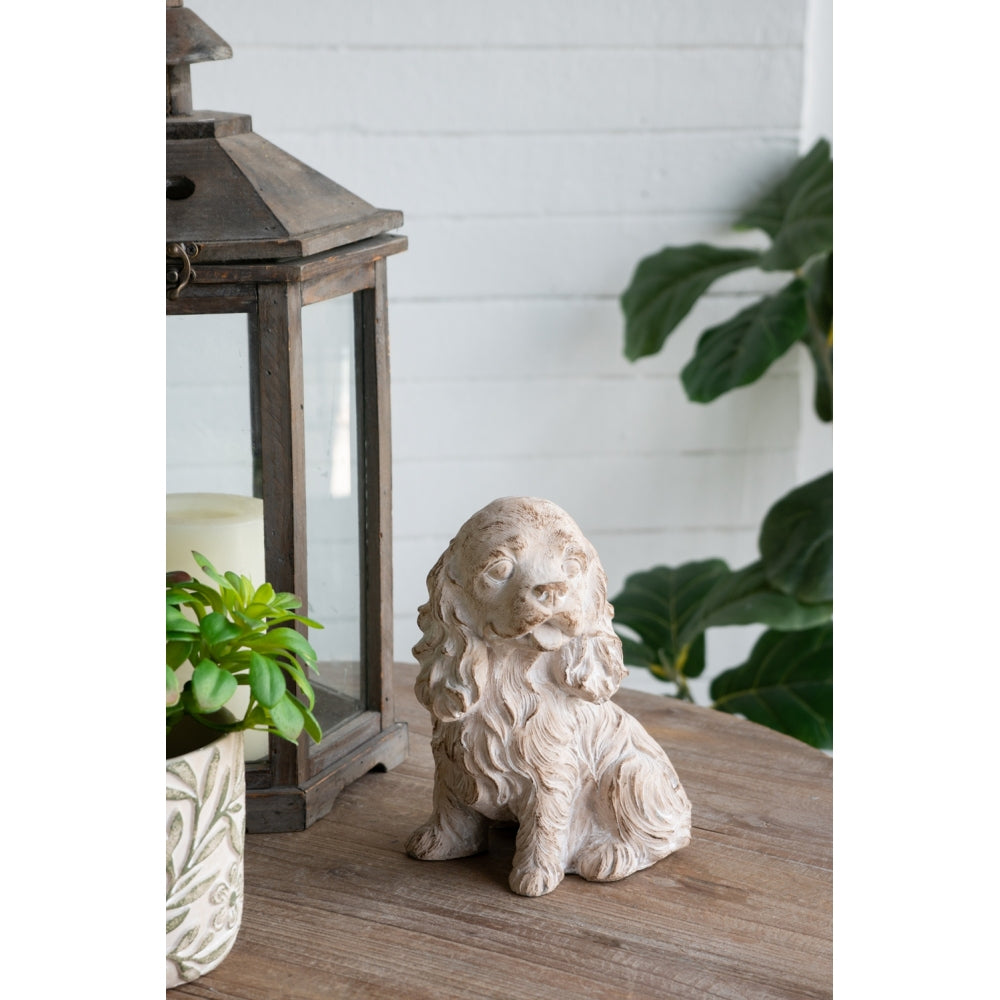 7.5x5.5x8.7" Sitting Cocker Spaniel Figurine with Natural Beige Finish