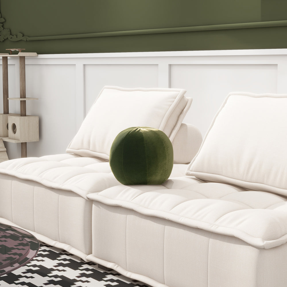 Luna 12" Round Sphere Accent Ball Throw Pillow, Ivory White Boucle
