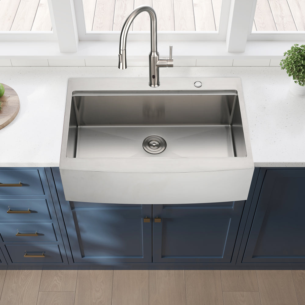 33x22x10"Farmhouse Apron Single Bowl Stainless Steel Kitchen Sink with Workstation