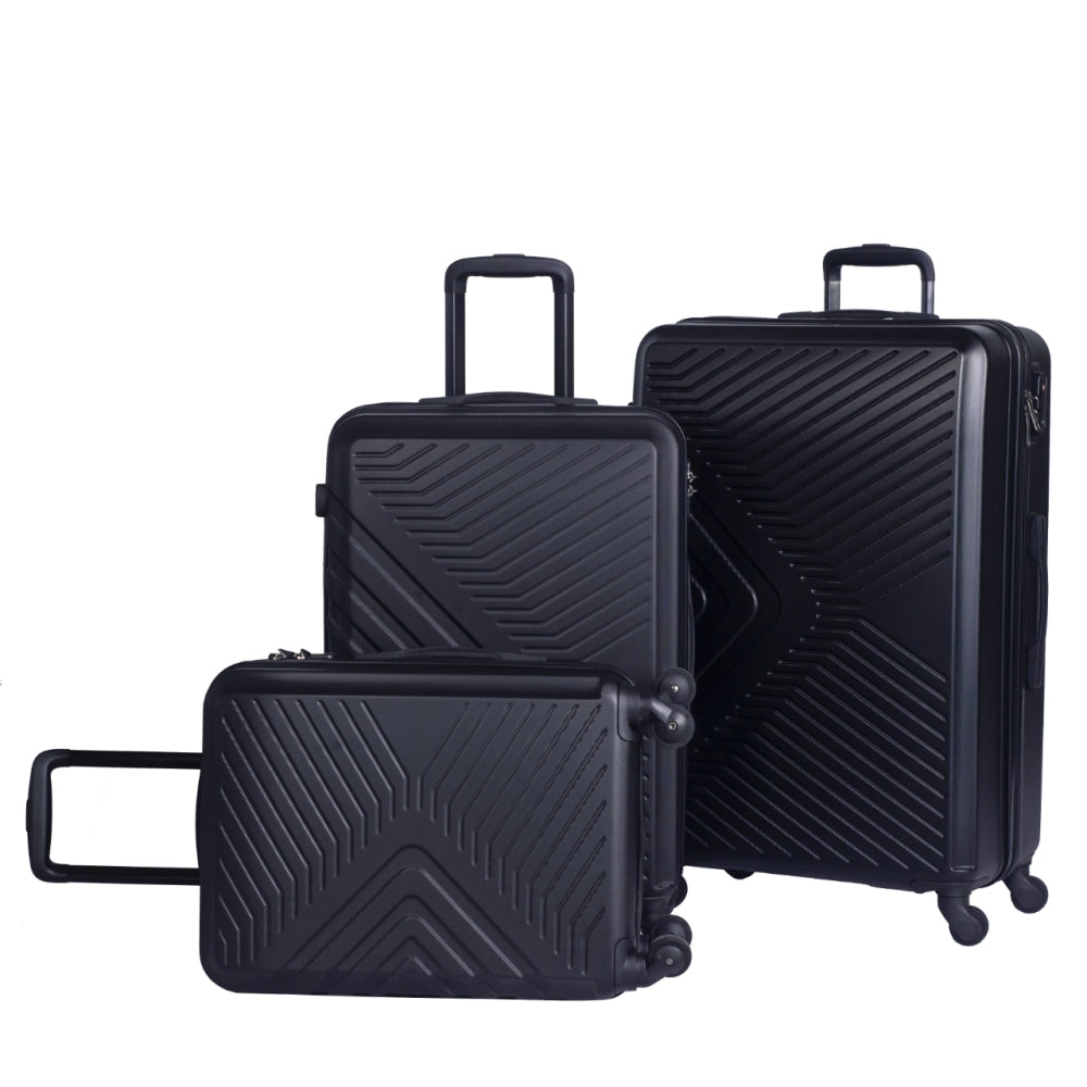 3 Piece Luggage Sets ABS Lightweight Suitcase with Two Hooks, Spinner Wheels, TSA Lock, (20/24/28), Yellow