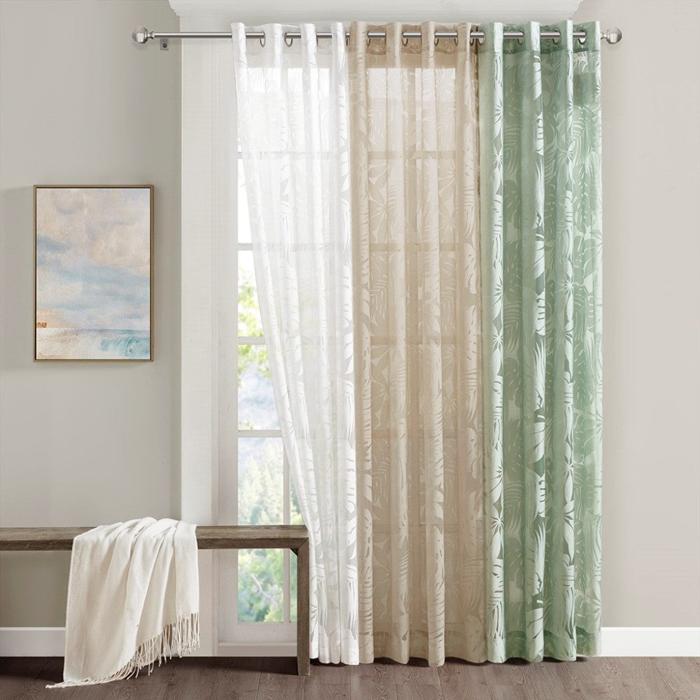 Palm Leaf Burnout Window Sheer Natural 50x63"