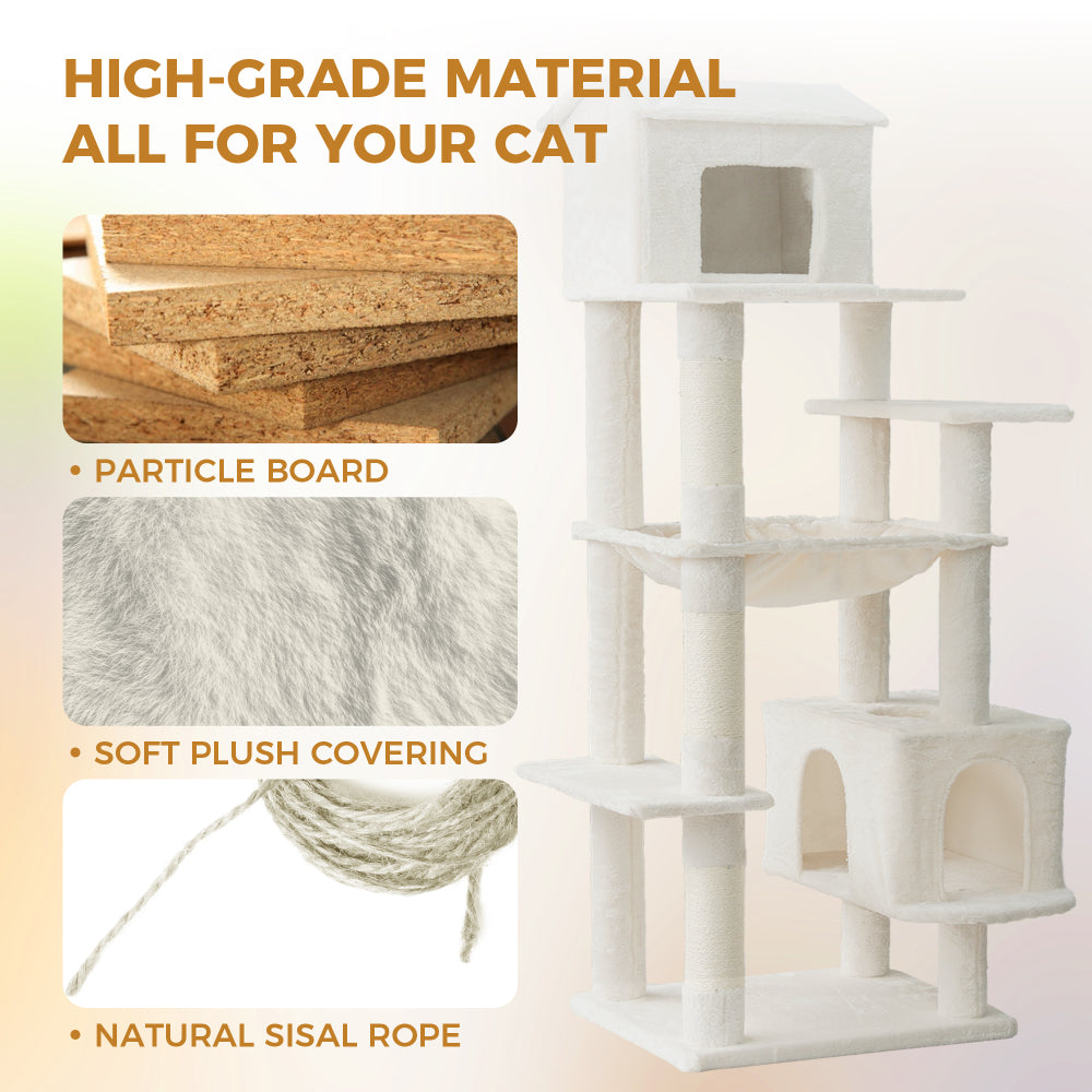 63 Inches Multi-Level Large Cat Tree beige