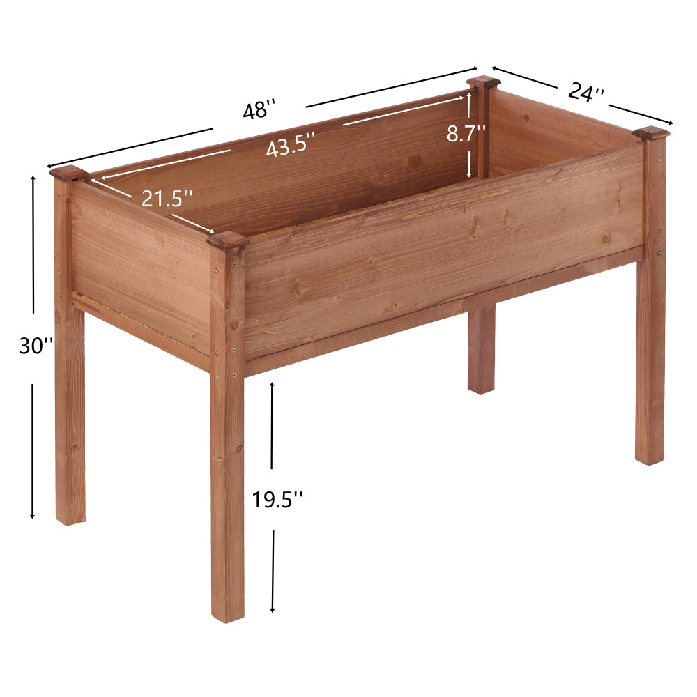 48x24x30 inch Raised Garden Bed with Legs, Elevated Wooden Planter Box for Outdoor Plants Flowers Fruits Vegetable Herb Growing