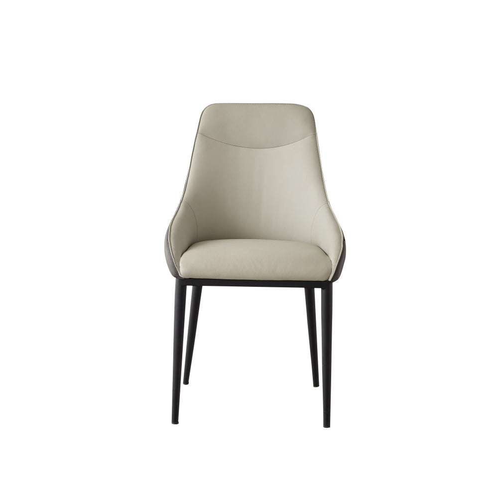 Dining Chair Modern PU Leather Dining Room Chair with Sturdy Metal Legs, Upholstered Seat Dinner Chairs Accent Side Chairs for Indoor Kitchen Living Room (Black and Gray, Set of 2)