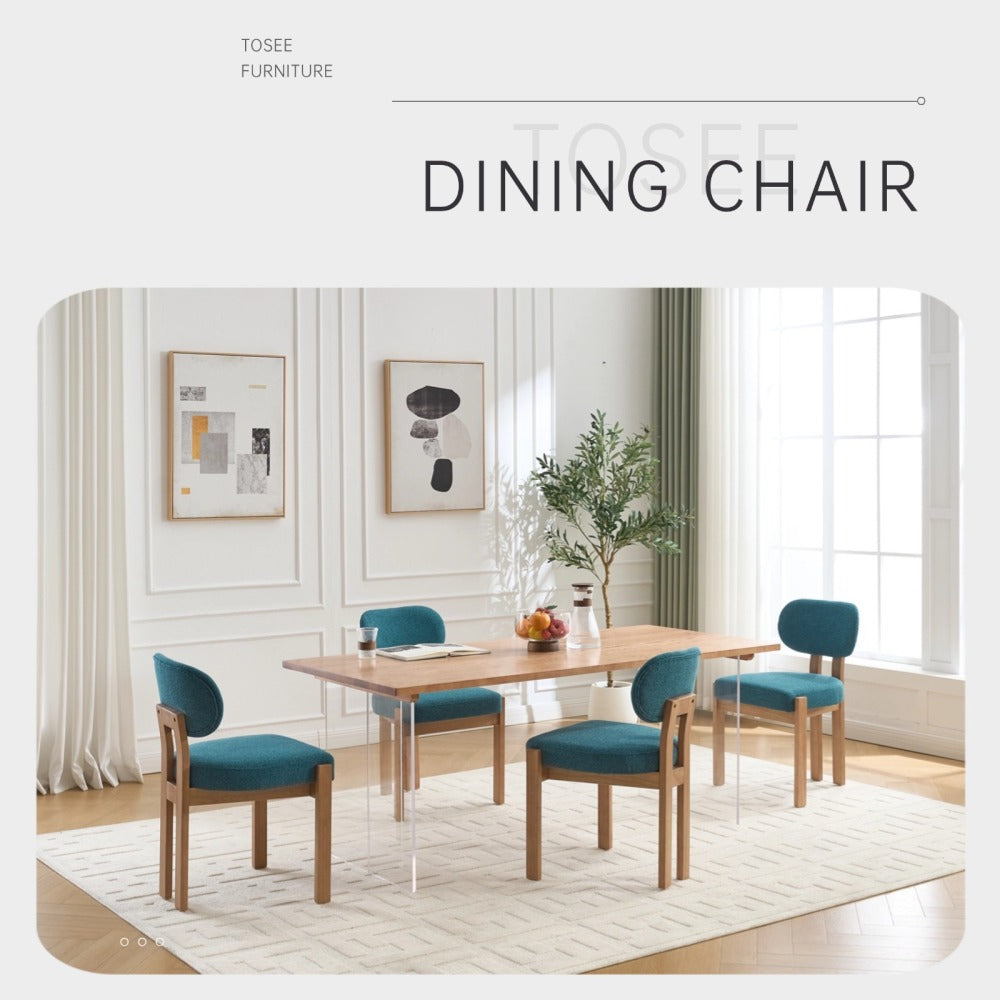 Wooden Dining Chairs Set of 2, Modern Fabric Upholstered Dining Room Chair Kitchen Chairs, Farmhouse Dinner Chair for Kitchen Dining Room