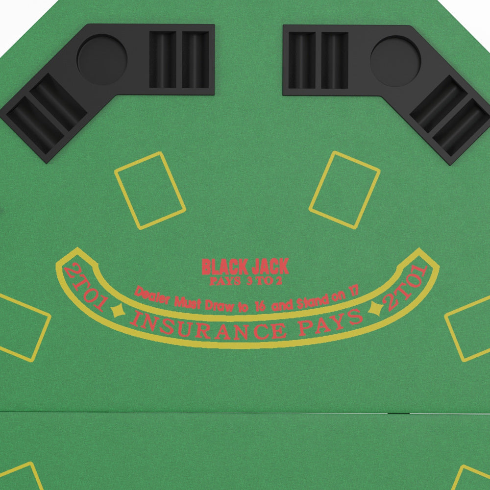 Soozier Poker Table Foldable 47" Octagon Casino Table Blackjack Texas Holdem Poker Table for 8 Players with Chips Tray and Cup Holders, Green