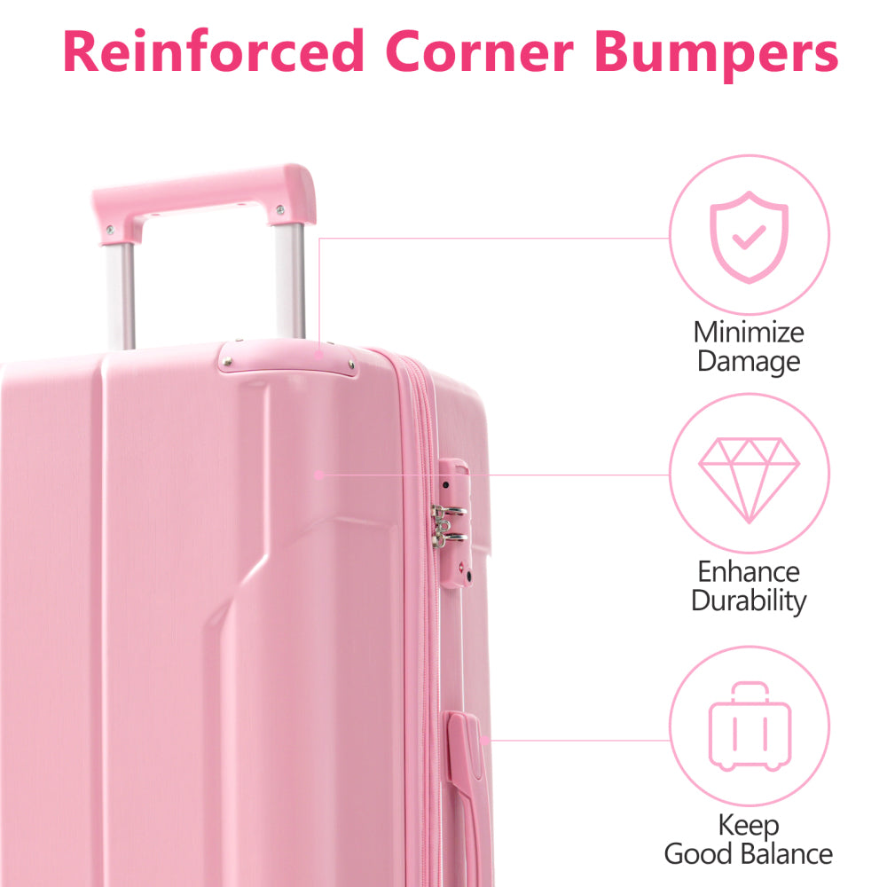 Hardshell Luggage, Lightweight Durable ABS Suitcases with Double Wheels, Expandable 28-inch Checked Luggage 28" (Pink)