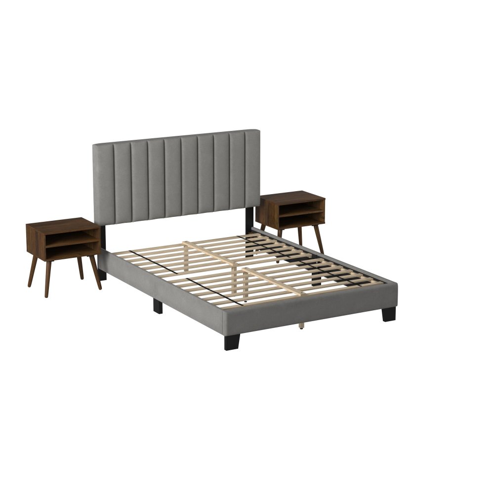 Coyote King Bed W/Carroll Grey w/Two End Table (3A Packing)