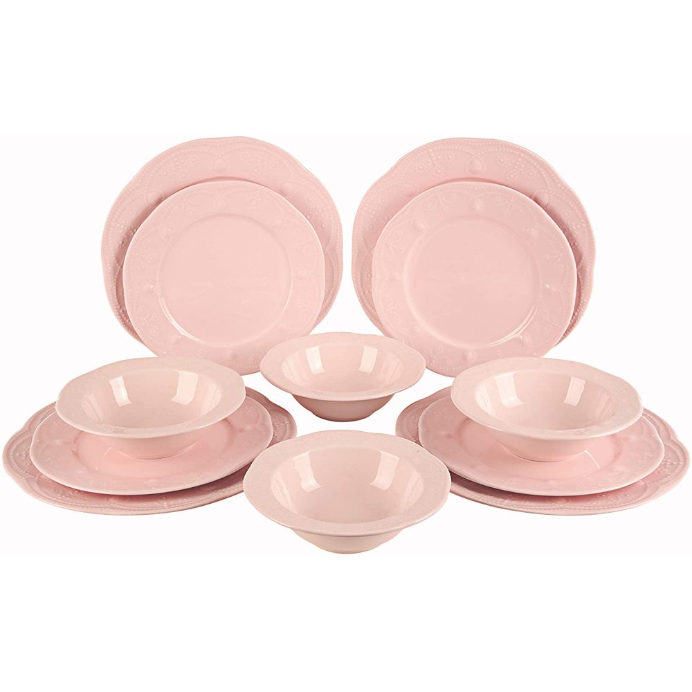 Fulya 12 Pieces Dinnerware Set Light Pink