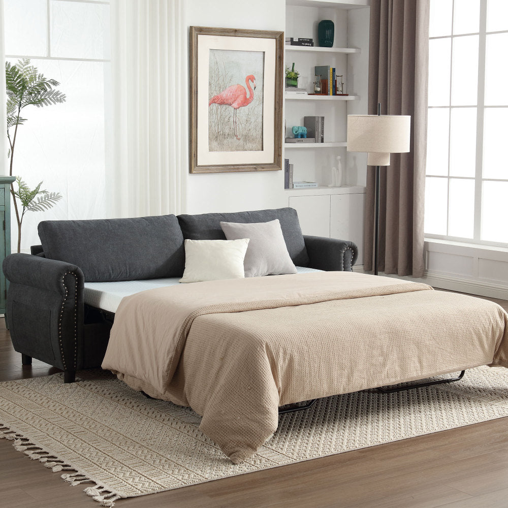 U_Style 80.7'' 2-in-1 Sofa Bed Sleeper with Large Mattress(63''*70.9*3.3 inch), for Living Room Spaces Bedroom